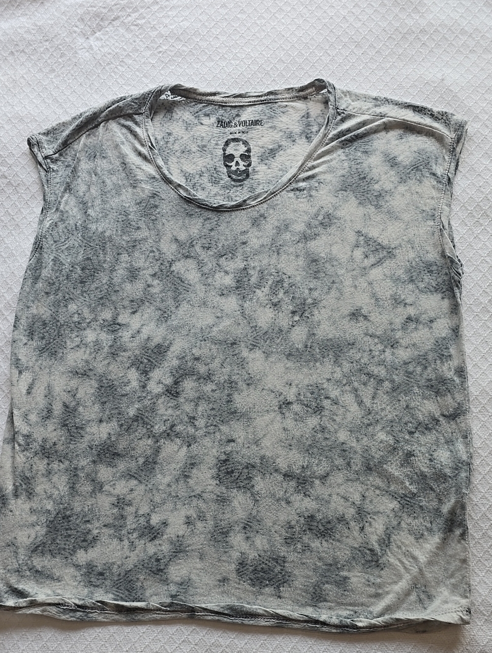 Zadig & Voltaire Janny Burn Skull Lace Trim Sheer Tank Top S      #X